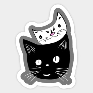 Back cat and white cat Sticker